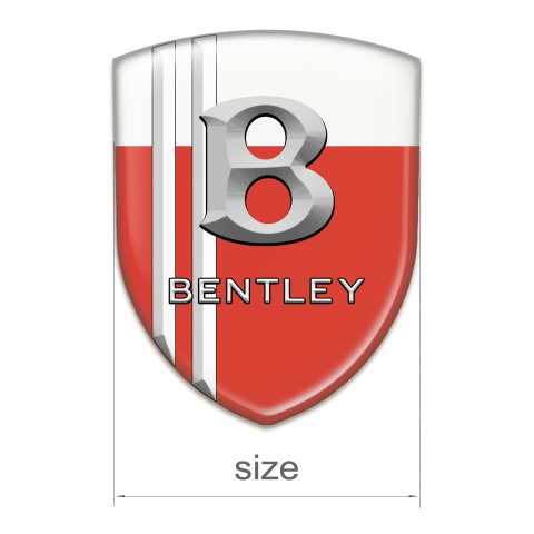 Bentley Tuning Emblem Red White Print with White Lines and 3D Logo 
