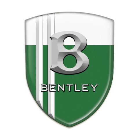 Bentley Self Adhesive Emblem Logo Green White Print with White Lines and 3D Logo 