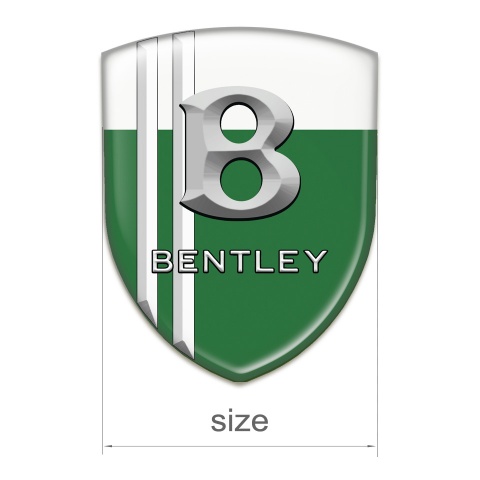 Bentley Self Adhesive Emblem Logo Green White Print with White Lines and 3D Logo 