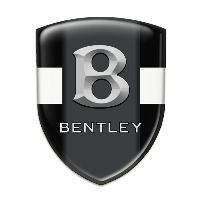 Bentley Resin Sticker Black with White tape Gray Logo 