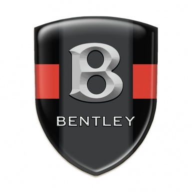 Bentley 3D Gel Emblem Black with Red Tape Gray Logo 