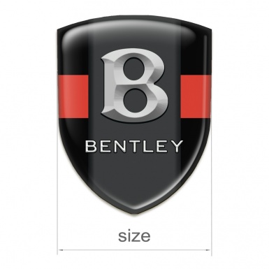 Bentley 3D Gel Emblem Black with Red Tape Gray Logo 