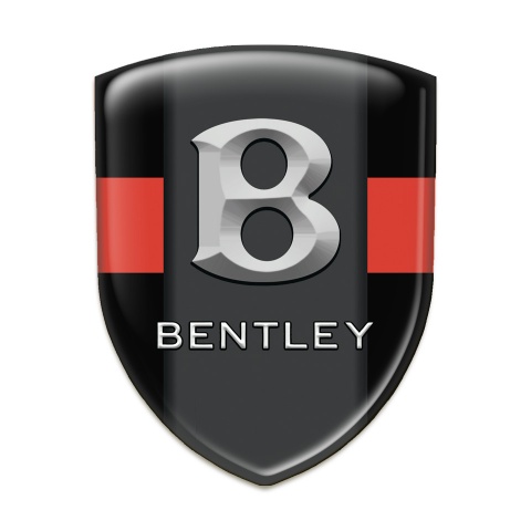 Bentley 3D Gel Emblem Black with Red Tape Gray Logo 