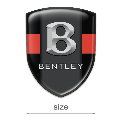 Bentley 3D Gel Emblem Black with Red Tape Gray Logo 