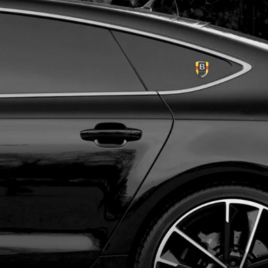 Bentley Tuning Badge  Yellow with Red Tape and Stone Logo 
