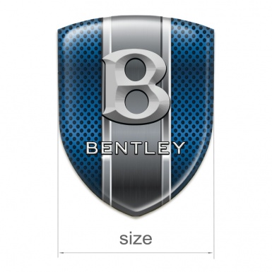 Bentley Silicone Car Decal Badge Blue Mesh wuth Metal Panel Effect 