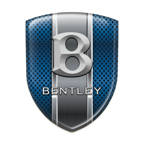 Bentley Silicone Car Decal Badge Blue Mesh wuth Metal Panel Effect 