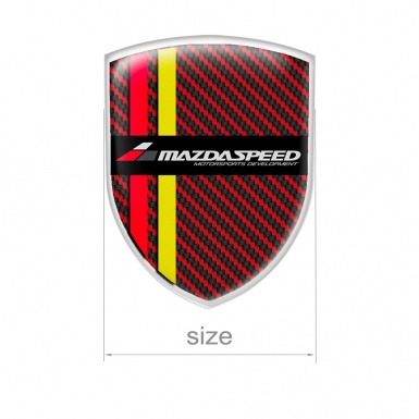 Mazda Speed Domed Shield Emblem Red Carbon Motorsport Logo