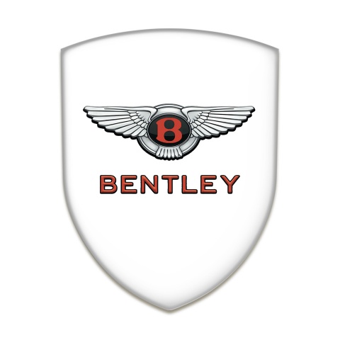 Bentley Emblem Badge Logo White Model with Gray Red Logo 