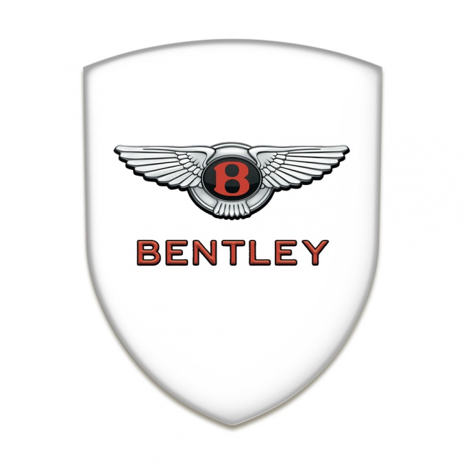 Bentley Emblem Badge Logo White Model with Gray Red Logo 
