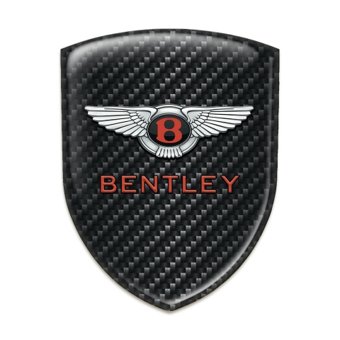 Bentley Self Adhesive Car logo Emblem Dark Carbon Model with Gray Red Logo Style 