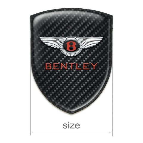 Bentley Self Adhesive Car logo Emblem Dark Carbon Model with Gray Red Logo Style 