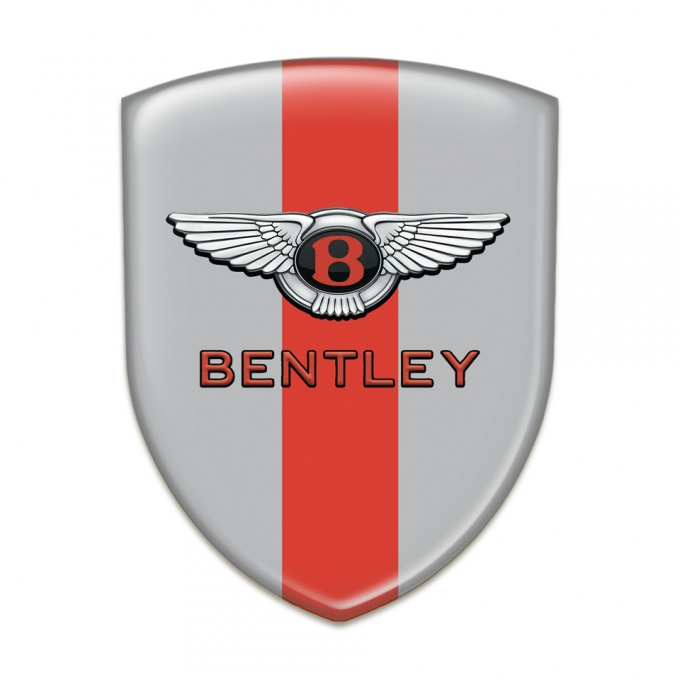 Bentley Silicone Badge Gray with Red Tape Model Stylish Logo 