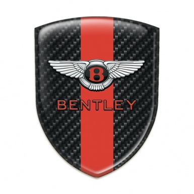 Bentley Silicone Car Decal Badge Black Carbon with Red Tape Stylish Logo 