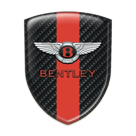 Bentley Silicone Car Decal Badge Black Carbon with Red Tape Stylish Logo 