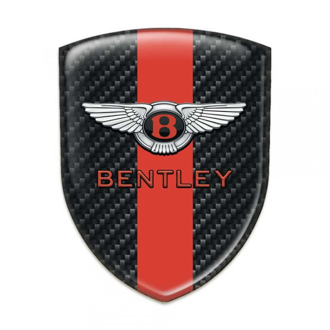 Bentley Silicone Car Decal Badge Black Carbon with Red Tape Stylish Logo 