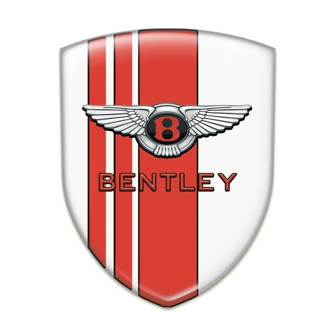 Bentley Resin Sticker White with Red Bands and Stylish Logo 