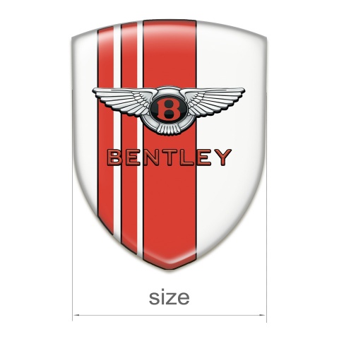 Bentley Resin Sticker White with Red Bands and Stylish Logo 
