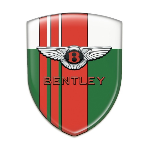 Bentley 3D Gel Emblem Green White with Red bands Decoration and Stylish Logo