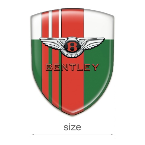 Bentley 3D Gel Emblem Green White with Red bands Decoration and Stylish Logo