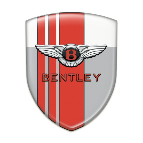 Bentley Tuning Badge  Gray White with Red Bands Decoration and Stylish logo 