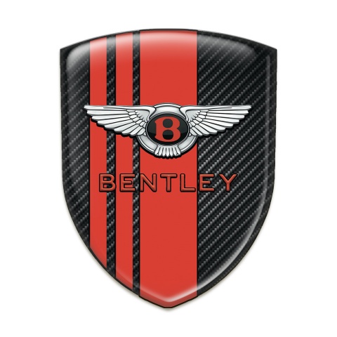 Bentley Car Accessories Badge Black carbon with Red Bands Decoration and Stylish Logo 
