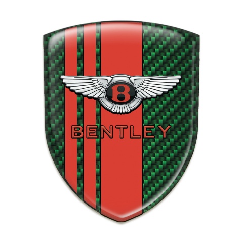 Bentley Self Adhesive Car logo Emblem Green Carbon with Red Bands Stylish Logo 