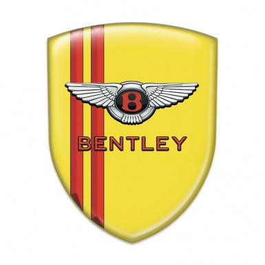 Bentley Auto Emblem Yellow with Red Lines Decoration and Stylish Logo 