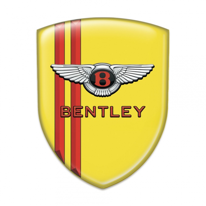 Bentley Auto Emblem Yellow with Red Lines Decoration and Stylish Logo 