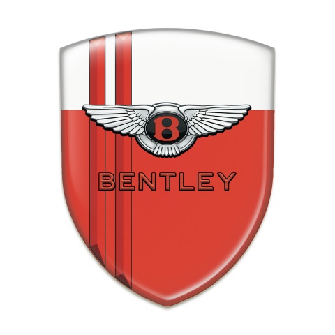 Bentley Tuning Emblem Red White with Red Lines and Classic Logo 