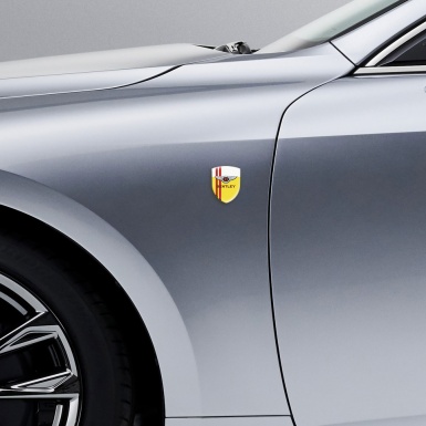 Bentley Domed Emblem Yellow White with Red Lines and Classic Logo 