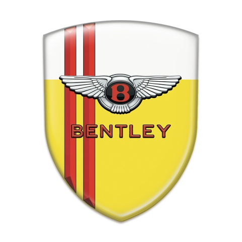 Bentley Domed Emblem Yellow White with Red Lines and Classic Logo 