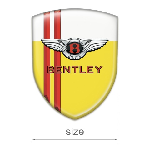 Bentley Domed Emblem Yellow White with Red Lines and Classic Logo 