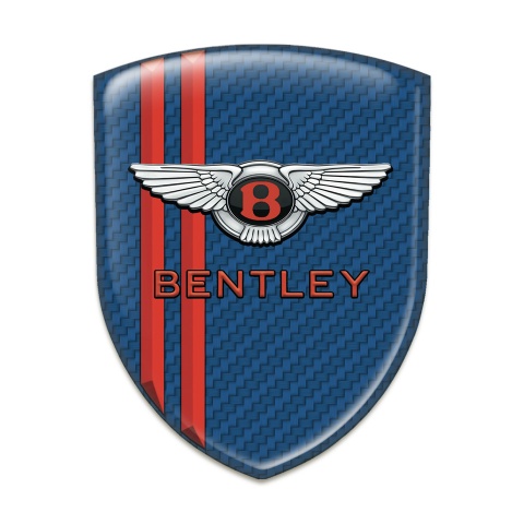 Bentley Resin Sticker Navy Blue Carbon with Red Lines Style and Classic Logo 
