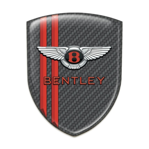 Bentley 3D Gel Emblem Carbon with Red Lines Style and Stylish Logo 