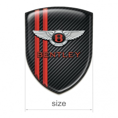 Bentley Emblem Interior Black Carbon with Red Lines and Classic Logo 