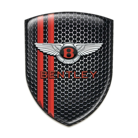 Bentley Car Interior Badge Perforated Steel with Red Lines and Stylish logo 