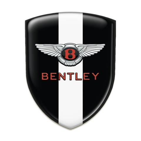 Bentley Silicone Car Decal Badge Black Base with White Ribbon and Classic logo 
