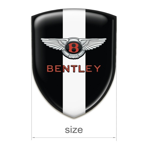 Bentley Silicone Car Decal Badge Black Base with White Ribbon and Classic logo 