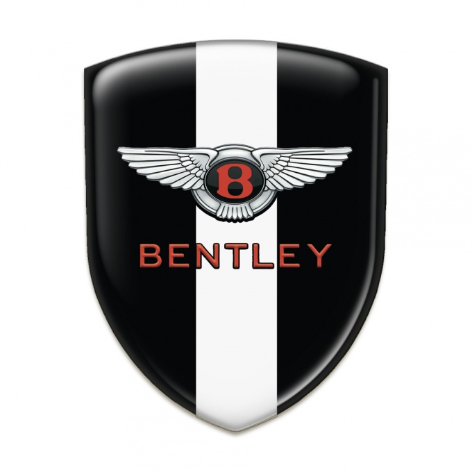 Bentley Silicone Car Decal Badge Black Base with White Ribbon and Classic logo 