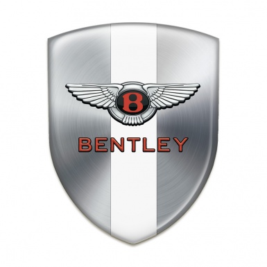 Bentley Silicone Badge Silver with White Ribbon and Classic Logo 
