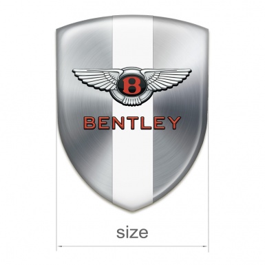 Bentley Silicone Badge Silver with White Ribbon and Classic Logo 