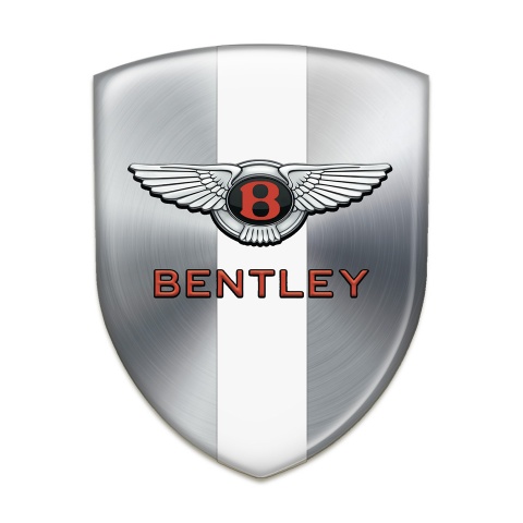 Bentley Silicone Badge Silver with White Ribbon and Classic Logo 