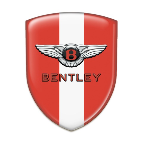 Bentley Auto Emblem Red with White Ribbon Stylish Logo 