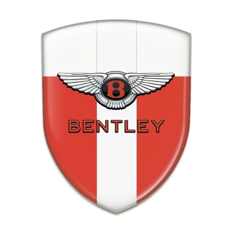 Bentley Self Adhesive Emblem Logo Red White Print with White Ribbon Classic Logo 