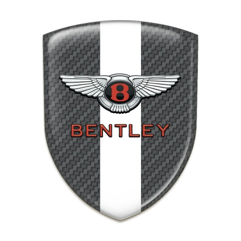 Bentley 3D Gel Emblem High End Carbon with White ribbon Pattern 