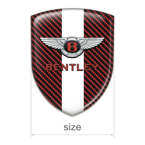 Bentley Self Adhesive Car logo Emblem Red Carbon with White Ribbon Pattern 