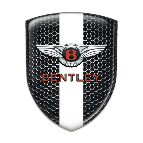 Bentley Car Interior Badge Perforated Steel with White Ribbon Pattern 