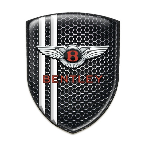 Bentley Silicone Car Decal Badge Perforated Steel with White Stripes Pattern 