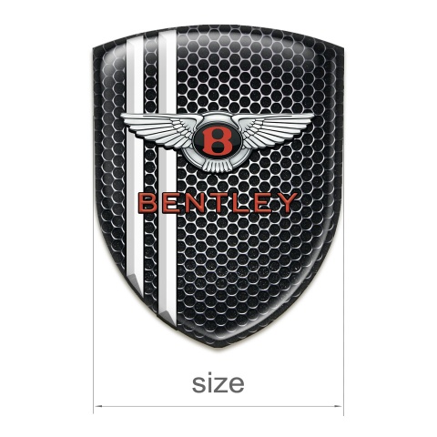 Bentley Silicone Car Decal Badge Perforated Steel with White Stripes Pattern 